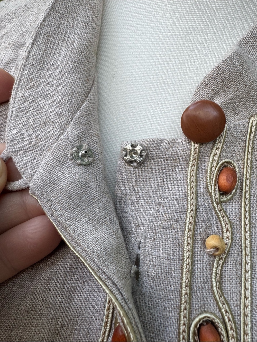 Jessica Howard Beige Embroidered Linen Vest with Bead Accents Sz 14 - Picture 7 of 15
